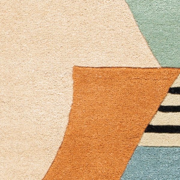 AllModern Handmade Wool Green/Orange/Blue/Beige Rug & Reviews Wayfair